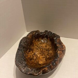 Handcrafted Burl Wood Decorative Bowl - Brown